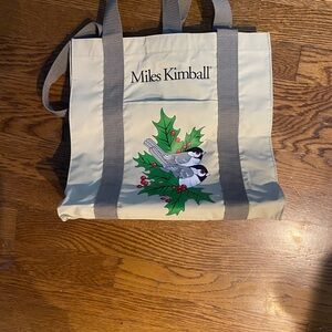 Vintage Christmas Tote Bag with Bird Design miles kimball